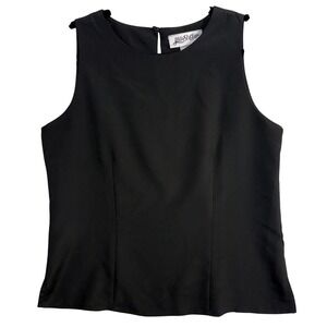 Vintage Yves St Clair M Sleeveless Top Black Minimalist Structured Career Sleek‎